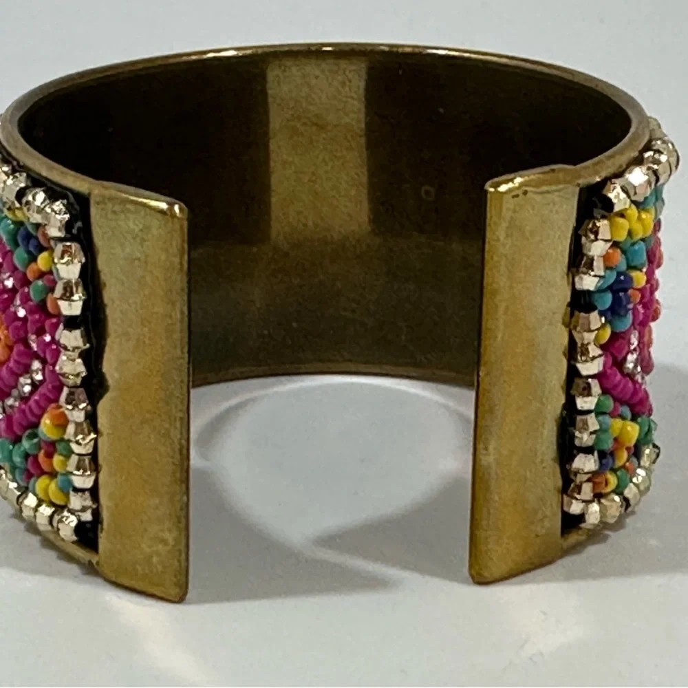 Evil Eye Multicolor Colorful Beaded Wide Band Cuff Bracelet India